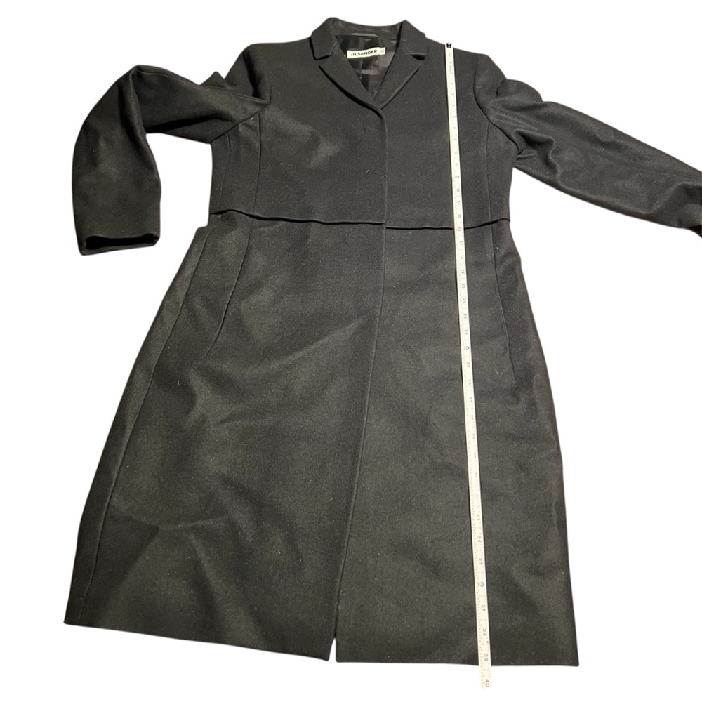 Jil Sander Coat Women Size 40 US 8 Wool Angora Black Long Button - Picture 3 of 11